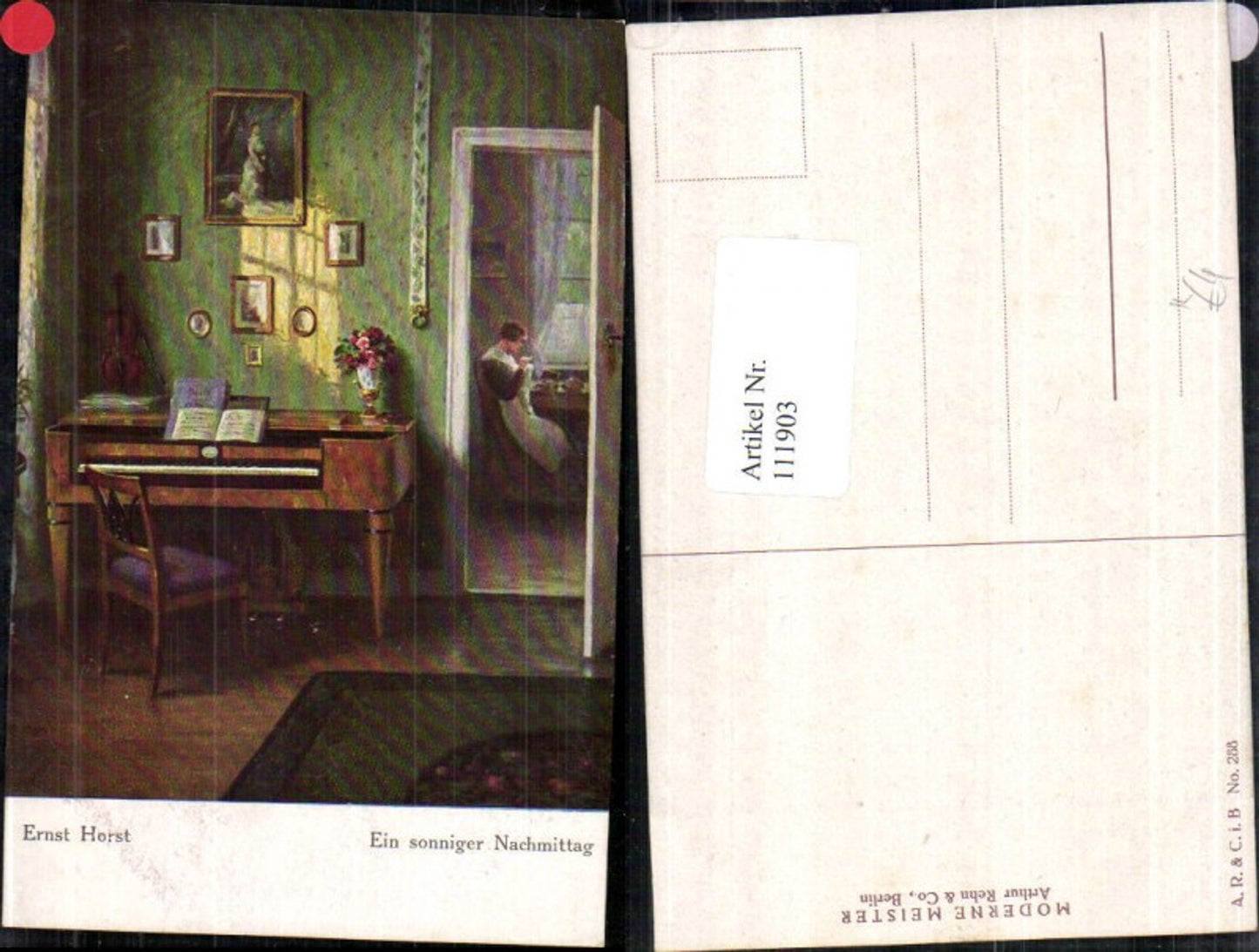 111903,Künstlerkarte Ernst Horst Klavier Noten Liederbuch pub A R & C i B 288