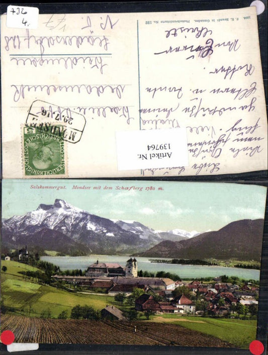 139764,Salzkammergut Mondsee m. Schafberg pub Brandt 192 Posthilfstempel