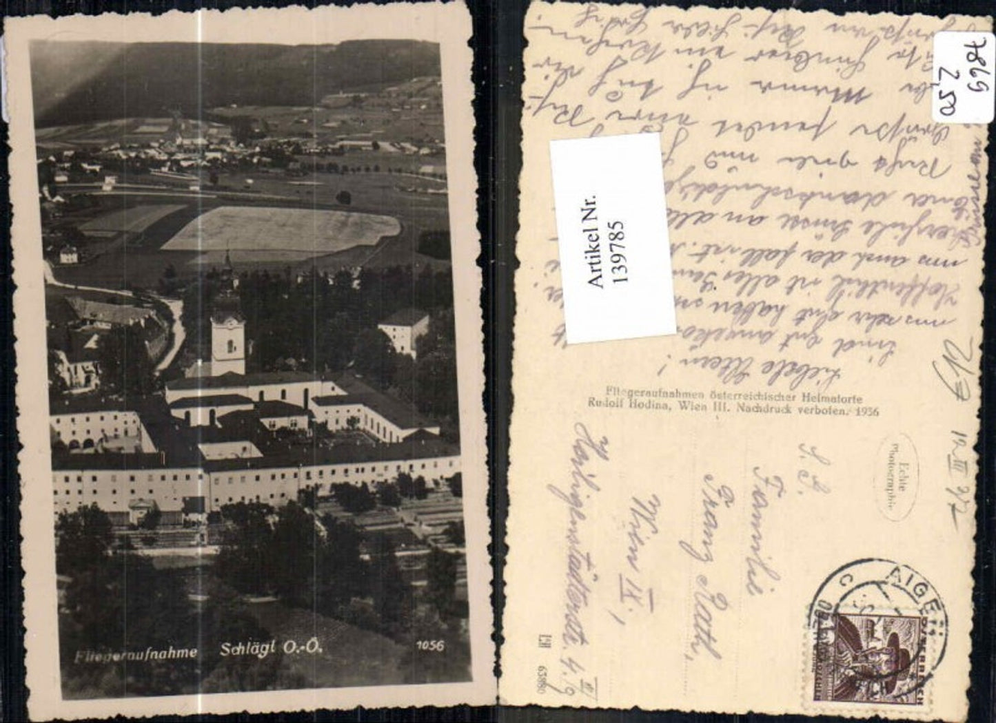 139785, Great aerial photograph of Aigen Schlägl 1930