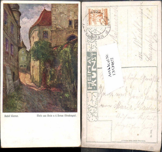 139872,Rudolf Kiener Motiv aus Grein a.d. Donau Strassenansicht Künstlerkarte