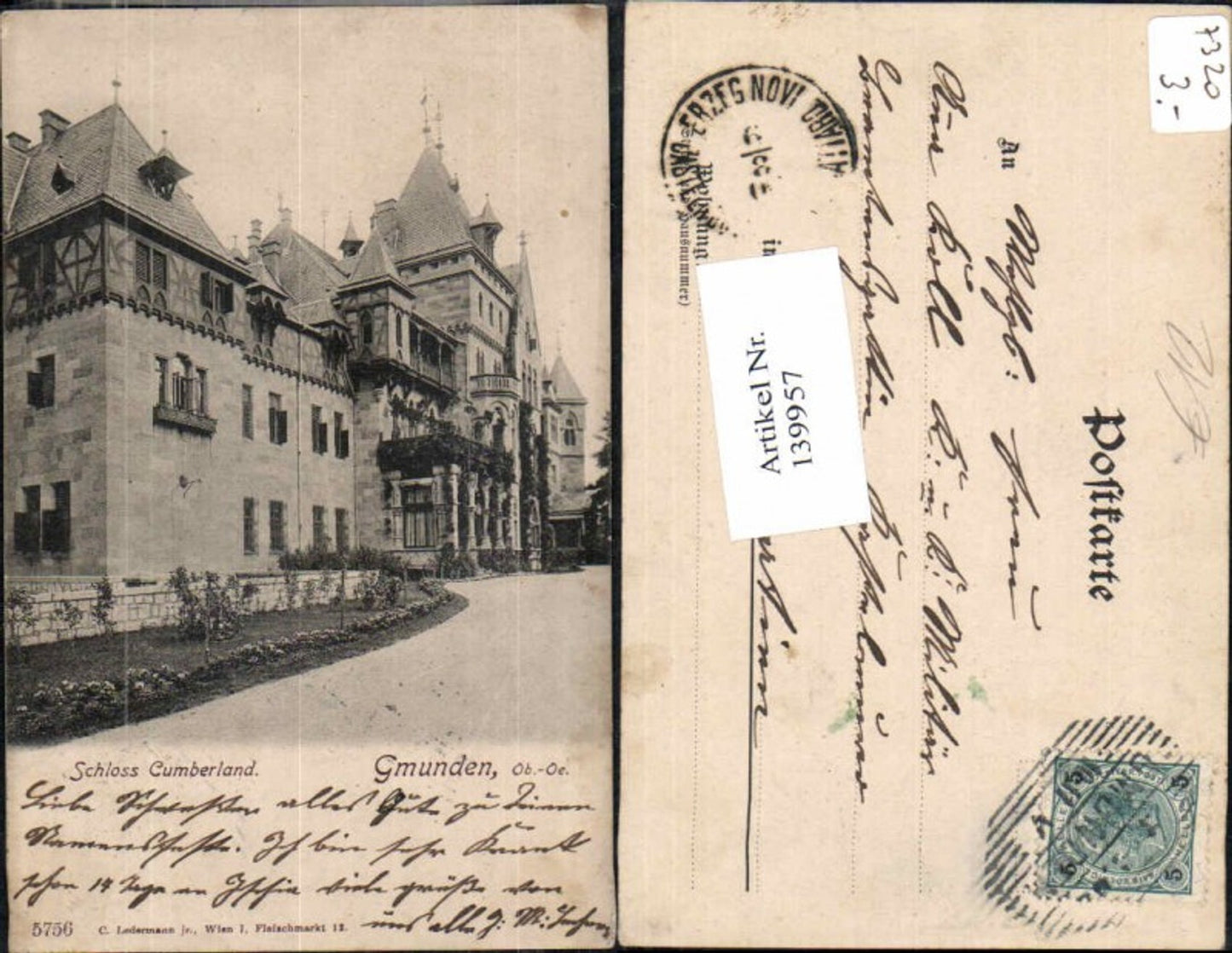 139957,Schloss Cumberland bei Gmunden Detail 1905