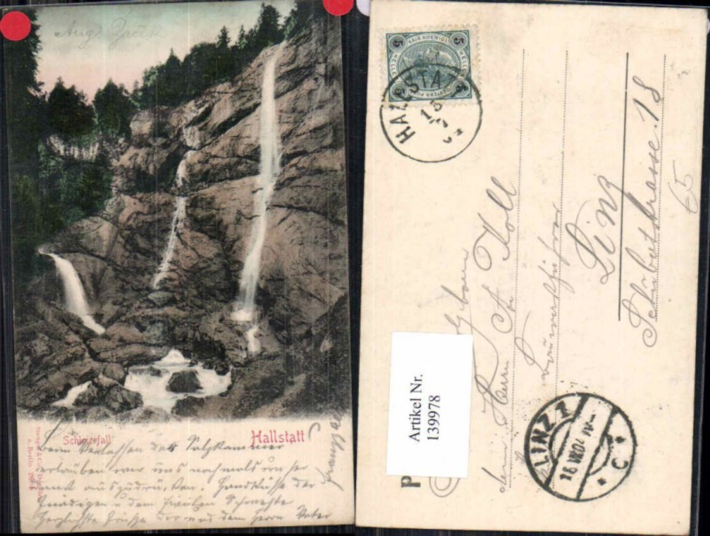 139978,Hallstatt Schleierfall Wasserfall 1905