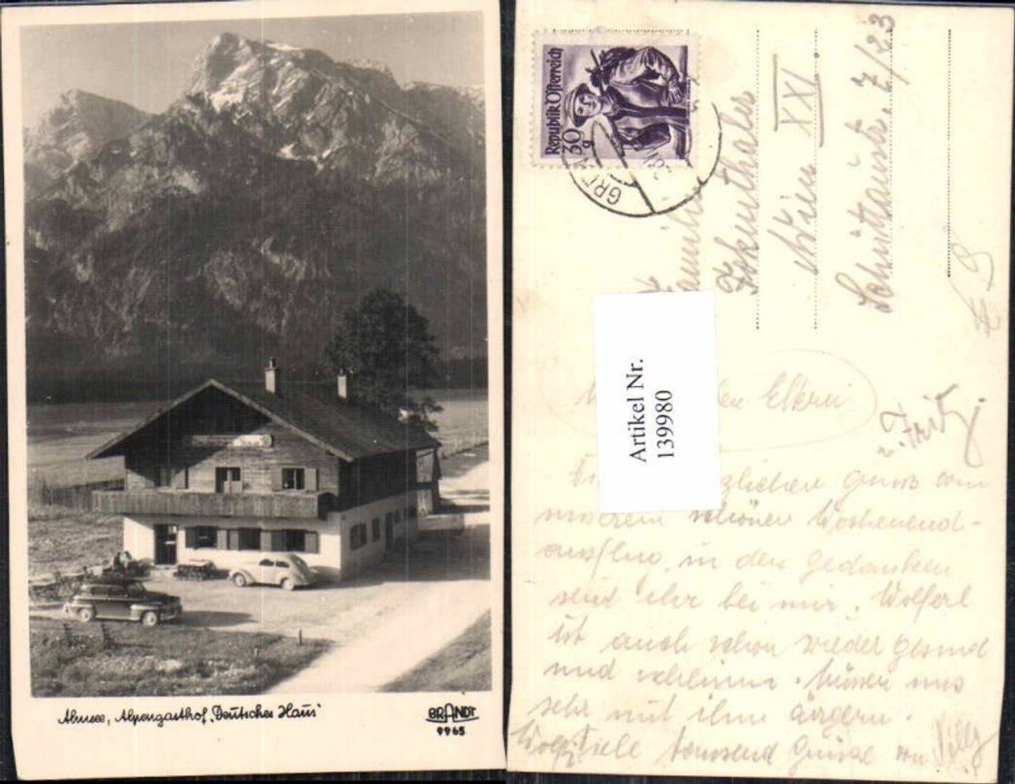 139980,Almsee bei Grünau Gasthaus deutsches Haus VW Käfer Brandt 9965