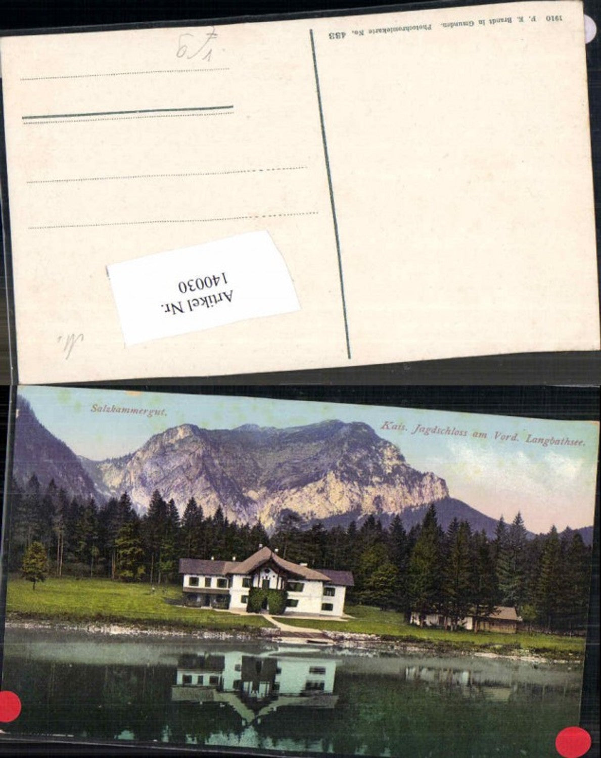 140030,Salzkammergut Jagdschloss Vorderer Langbathsee Ebensee Brandt 433