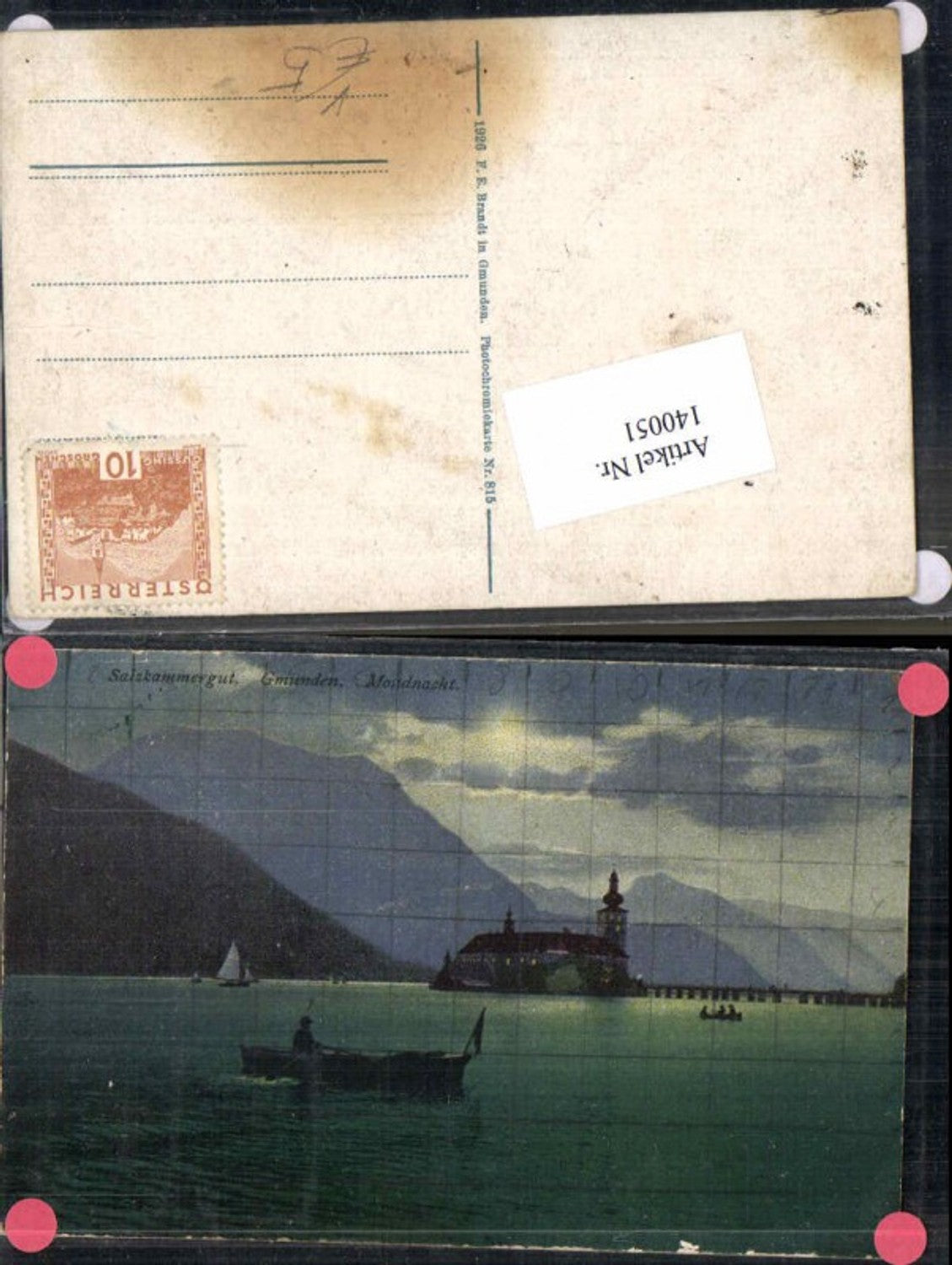 140051,Gmunden Schloss Ort Orth Mondnacht Brandt 815