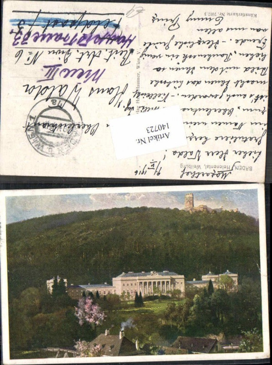 140723,Baden Helenenthal bei Wien Künstlerkarte