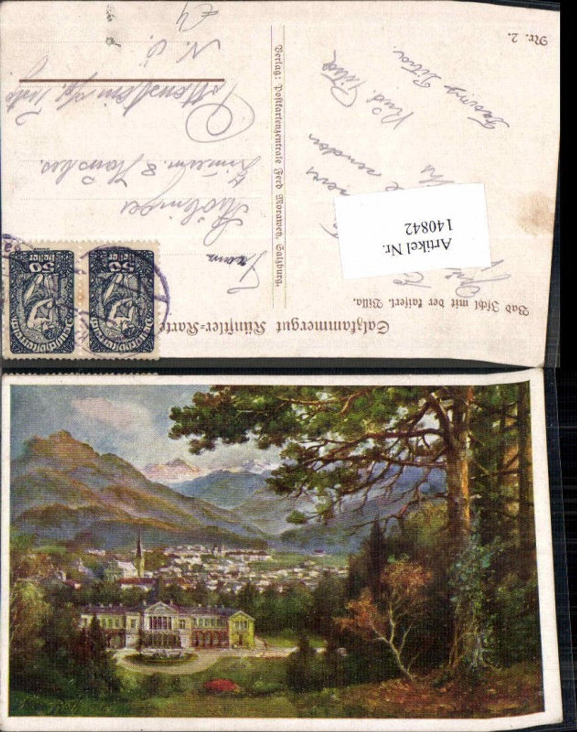 140842,Bad Ischl m. Kaiserlichen Villa Künstlerkarte Nr 2