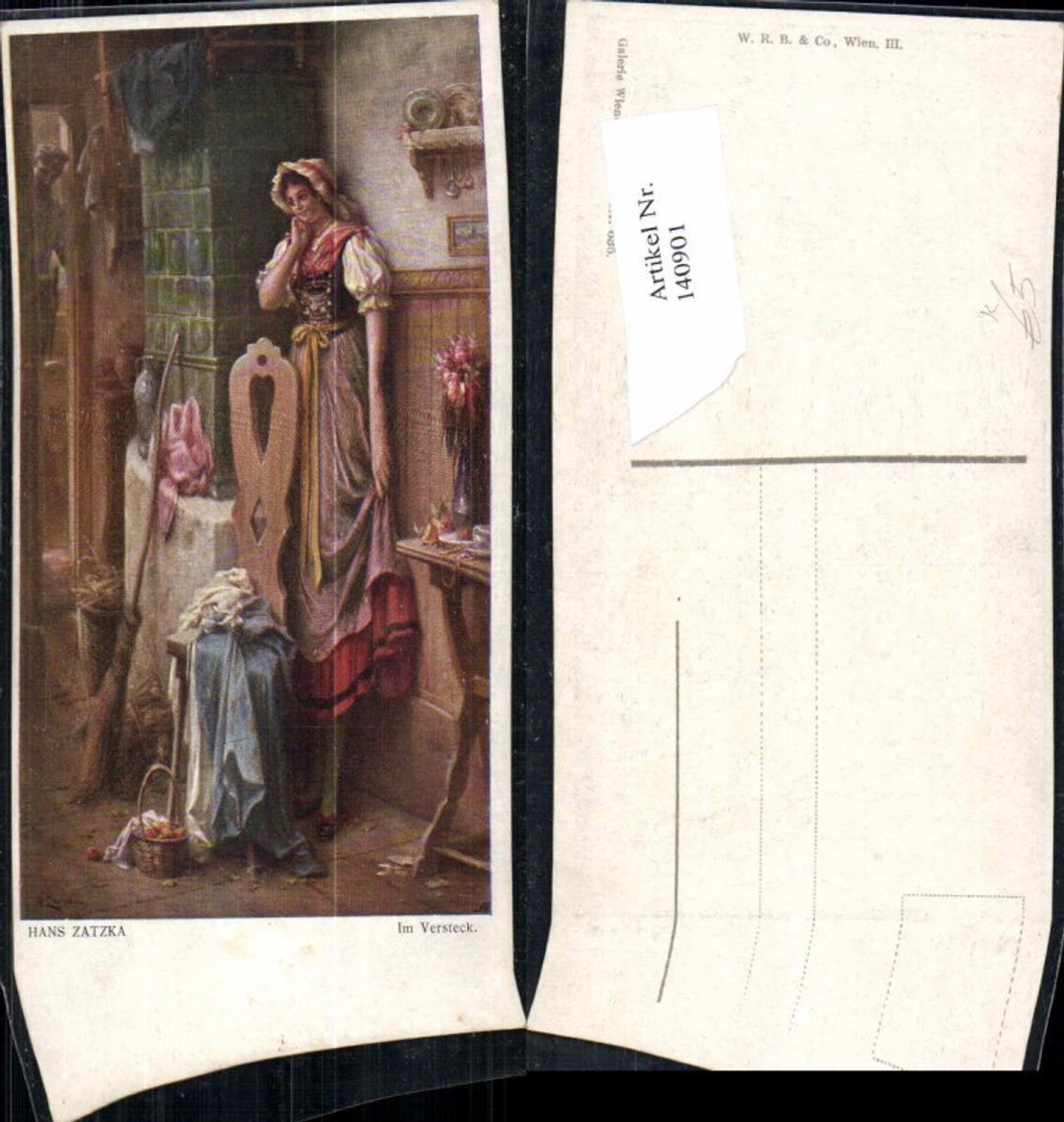 140901,Hans Zatzka Im Versteck Stuhl Besen
