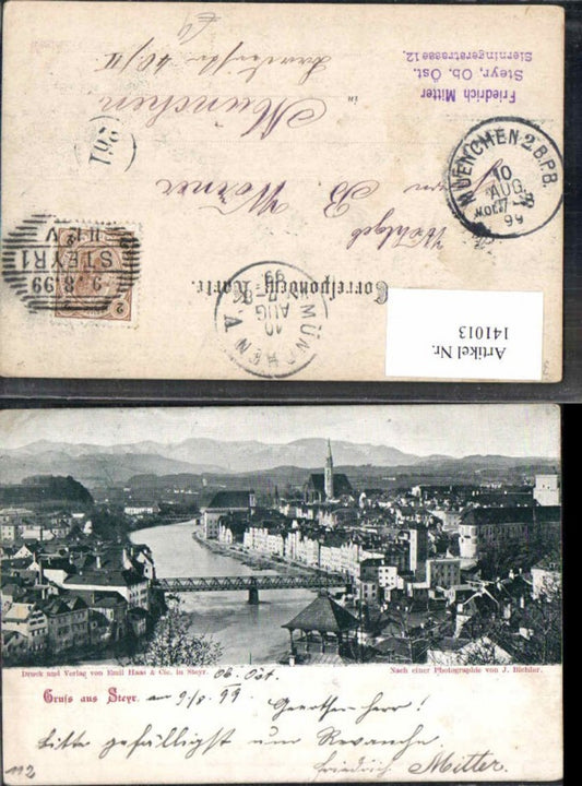 141013,Steyr Stadt Gruss aus 1899