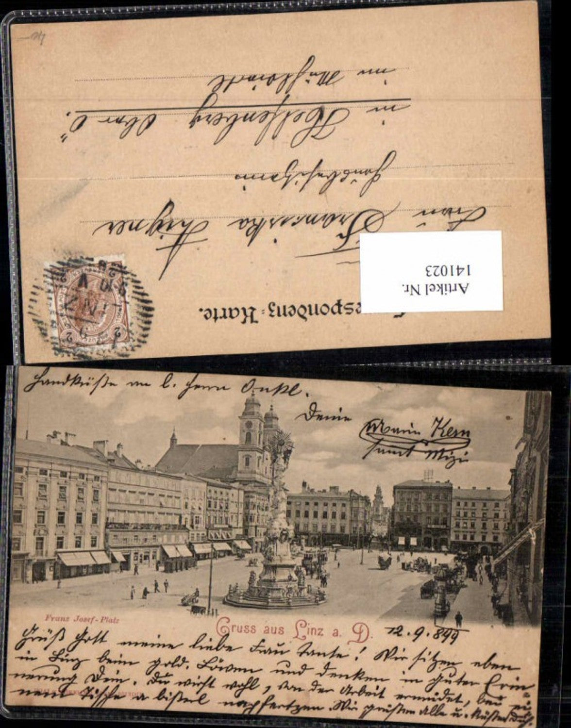 141023,Gruss aus Linz a.d. Donau 1897 Franz Josef Platz