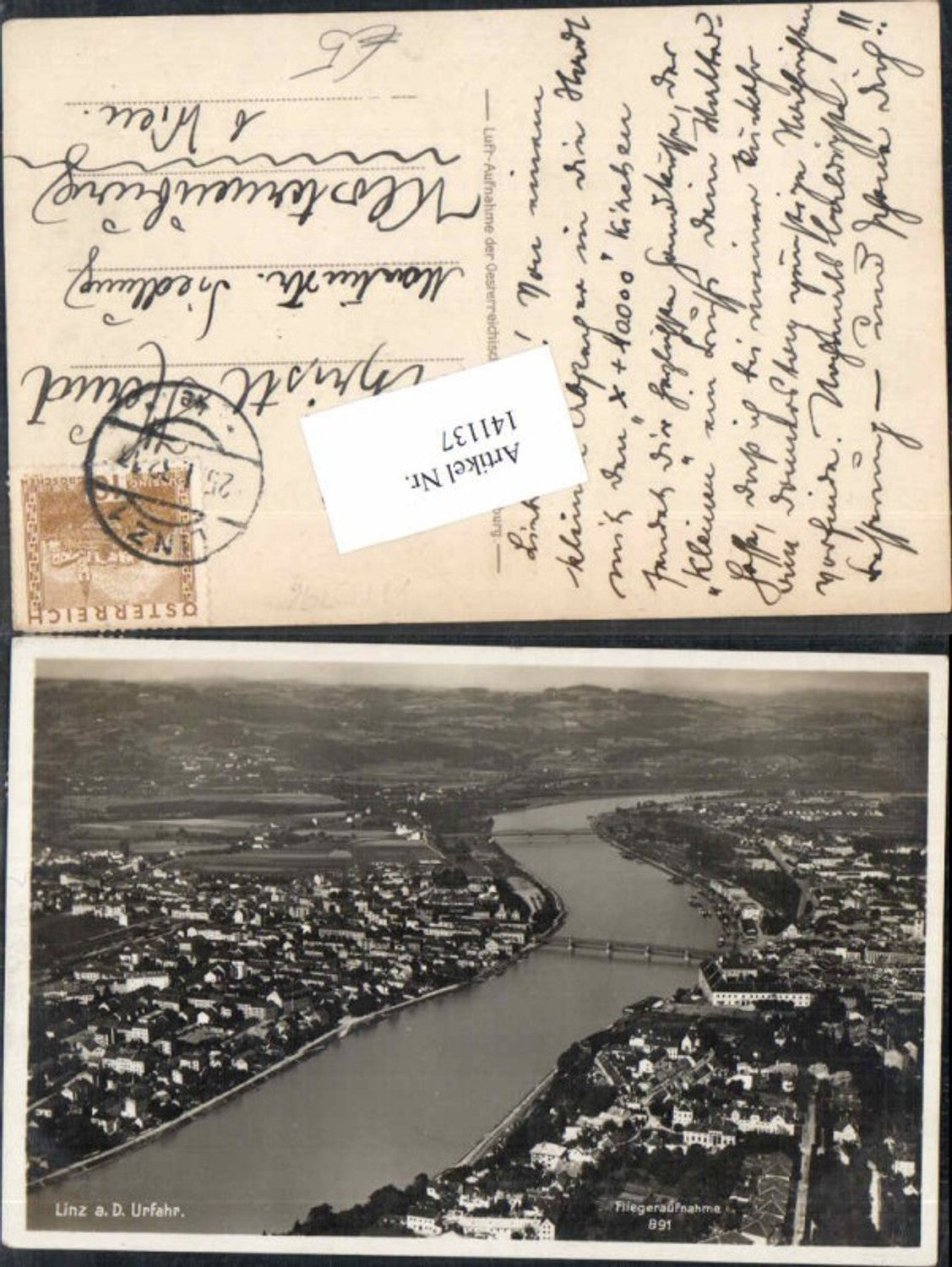 141137,Linz a.d. Donau Fliegeraufnahme Nr 891