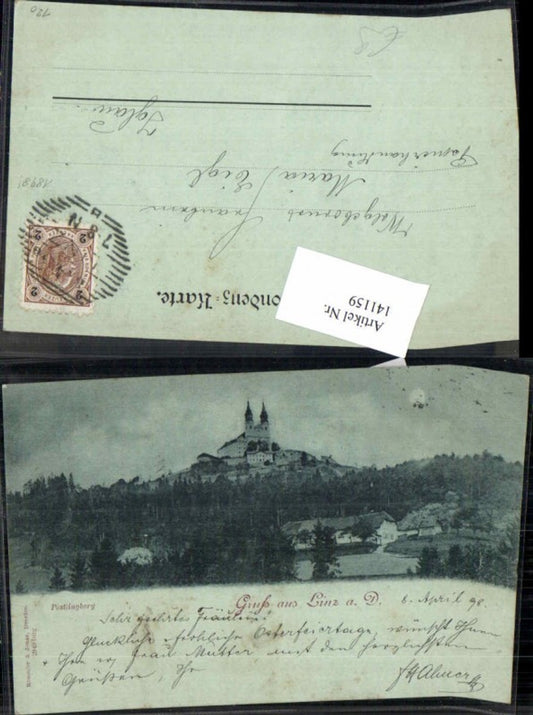 141159,Linz a.d. Donau Gruss aus Pöstlingberg 1898