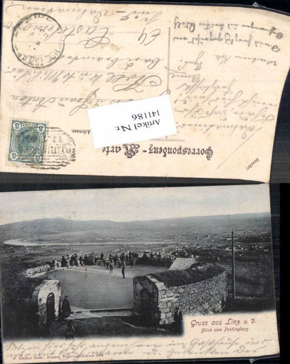 141186,Linz a.d. Donau Blick vom Pöstlingberg 1900