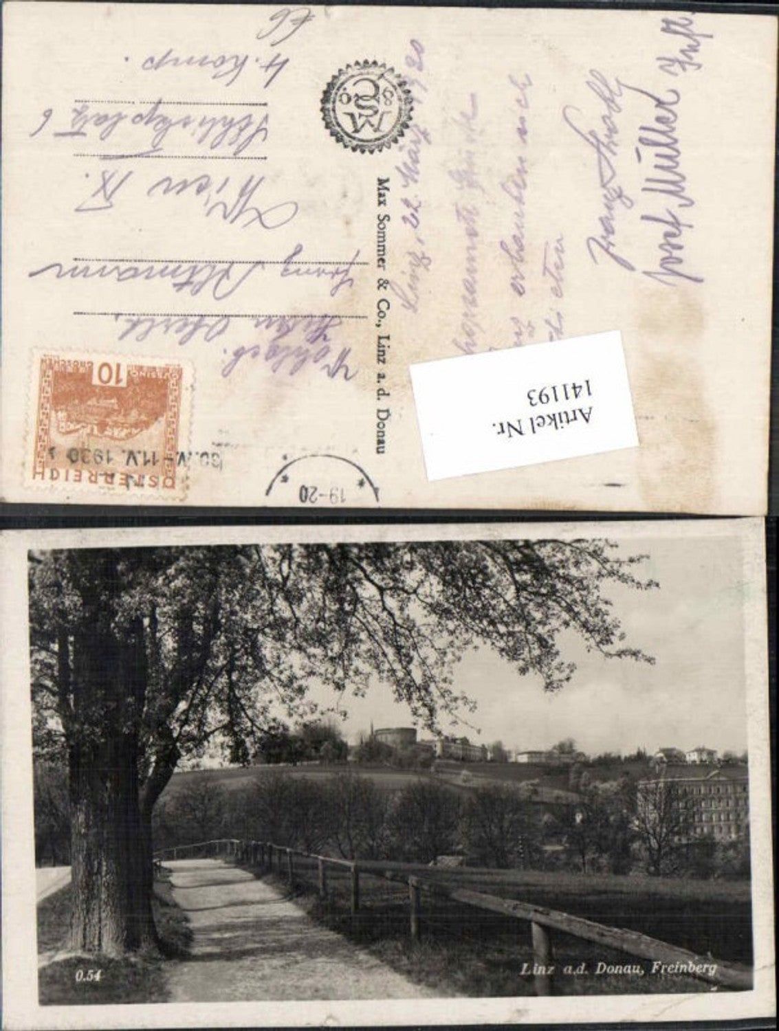 141193,Linz a.d. Donau Freinberg Wegpartie 1930