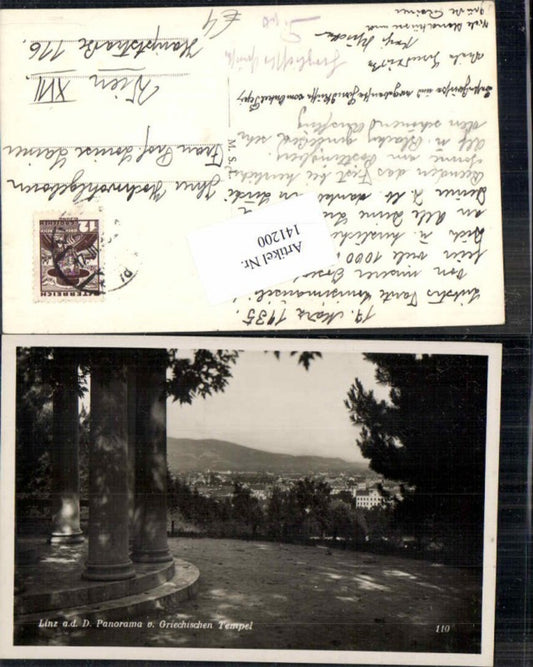 141200,Linz a.d. Donau Panorama Griechischen Tempel