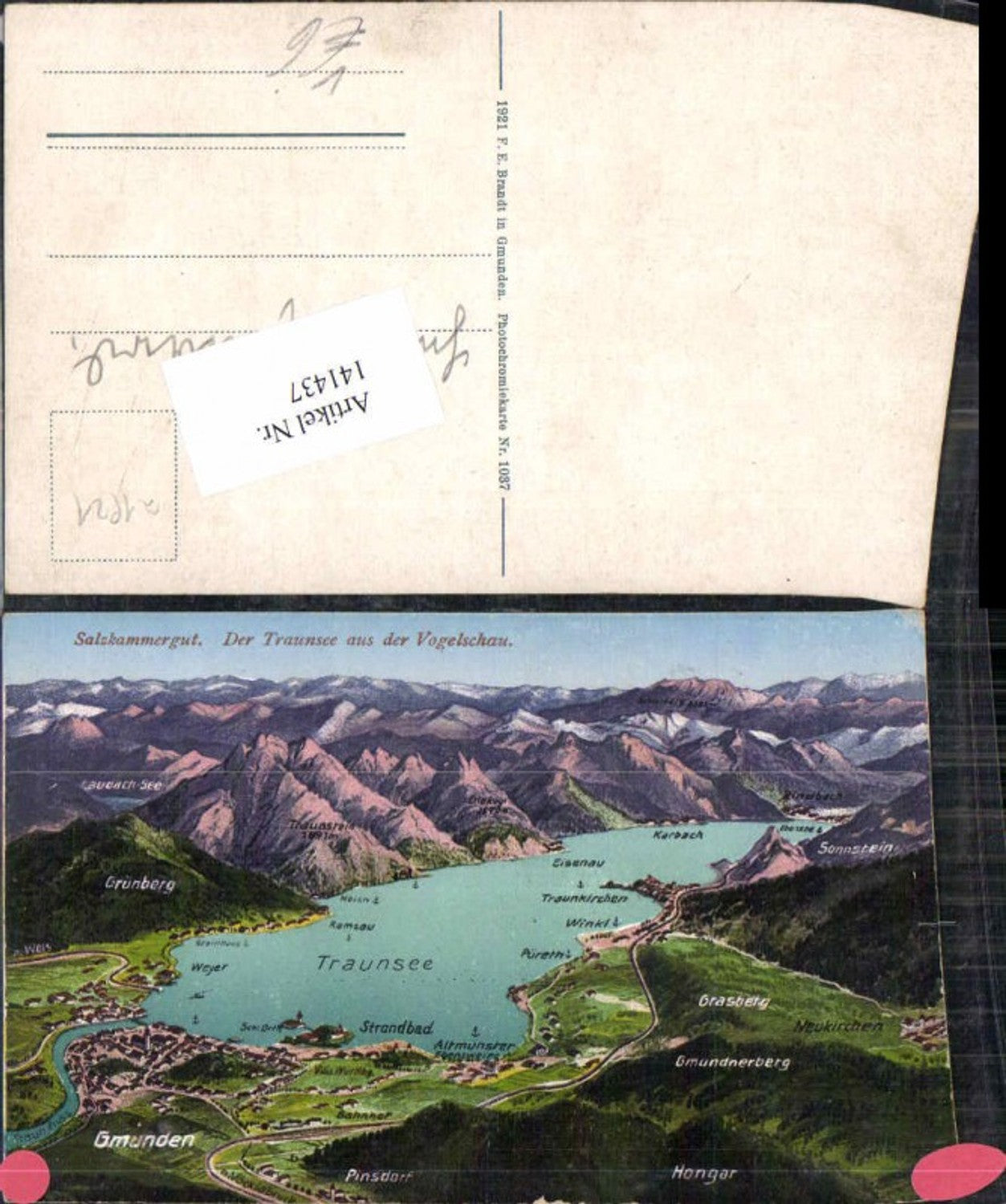 141437,Vogelschau Traunsee Neukirchen Gmunden Altmünster Eisenau Traunkirchen Brandt 1037