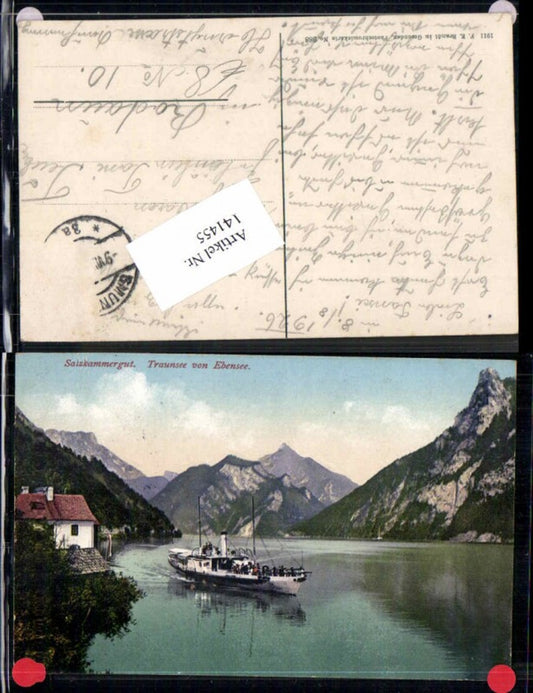 141455,Traunsee bei Ebensee m. Dampfer pub Brandt 988