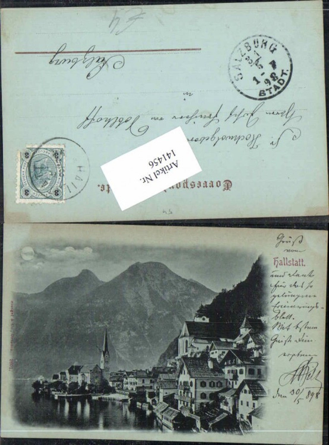 141456,Mond Litho Hallstatt 1898