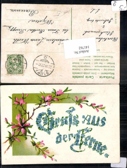 141762,Präge Litho Gruss aus der Ferne Blumen