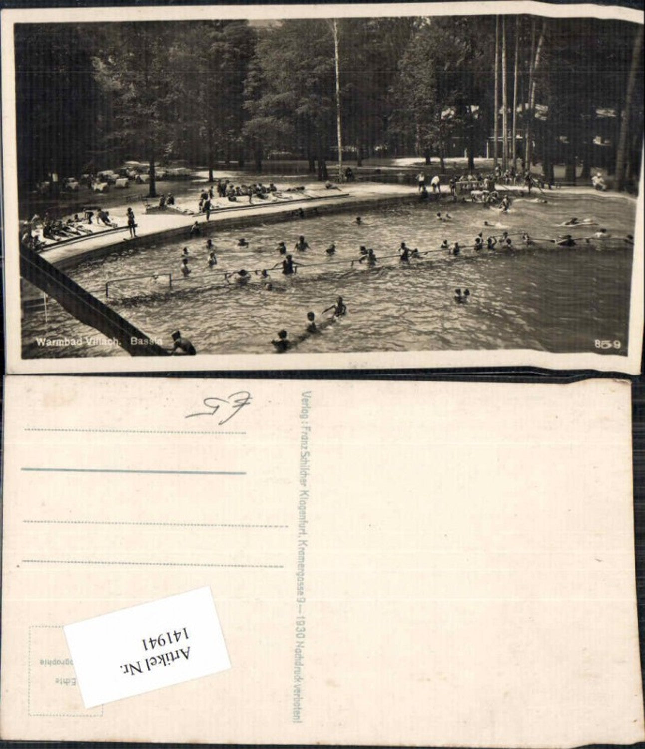 141941,Villach Warmbad Bassin 1930