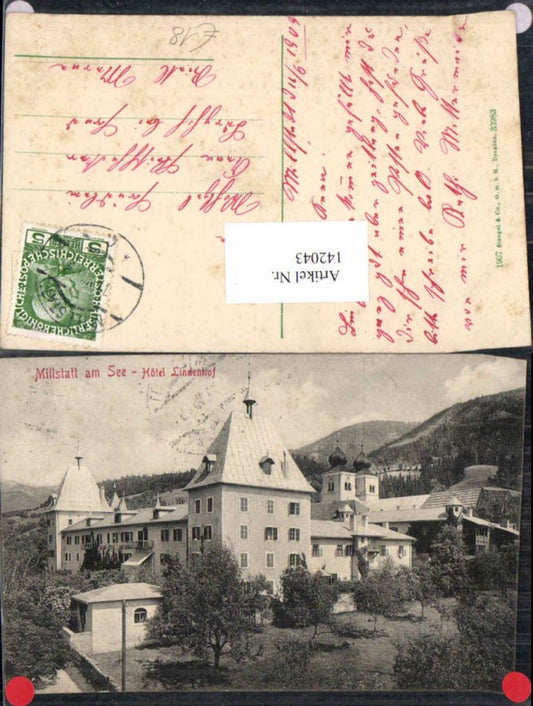 142043,Millstatt am See Hotel Lindenhof Seltene Detailansicht 1907