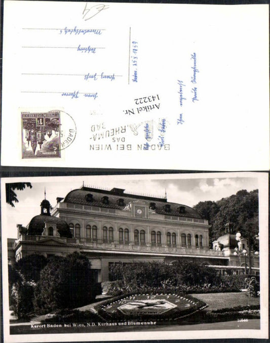 143222,Baden b. Wien Blumenuhr 1950