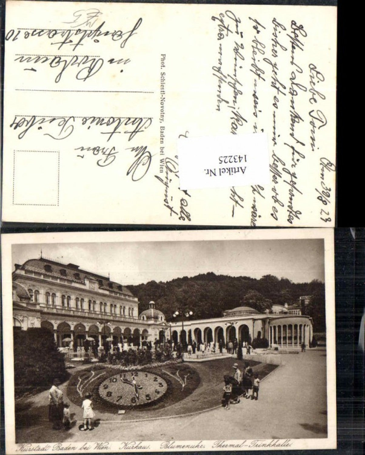 143225,Baden bei Wien Blumenuhr 1920