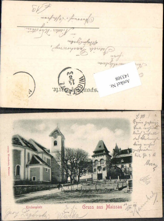 143308,Gruss aus Maissau Kirchenplatz um 1899 seltene AK