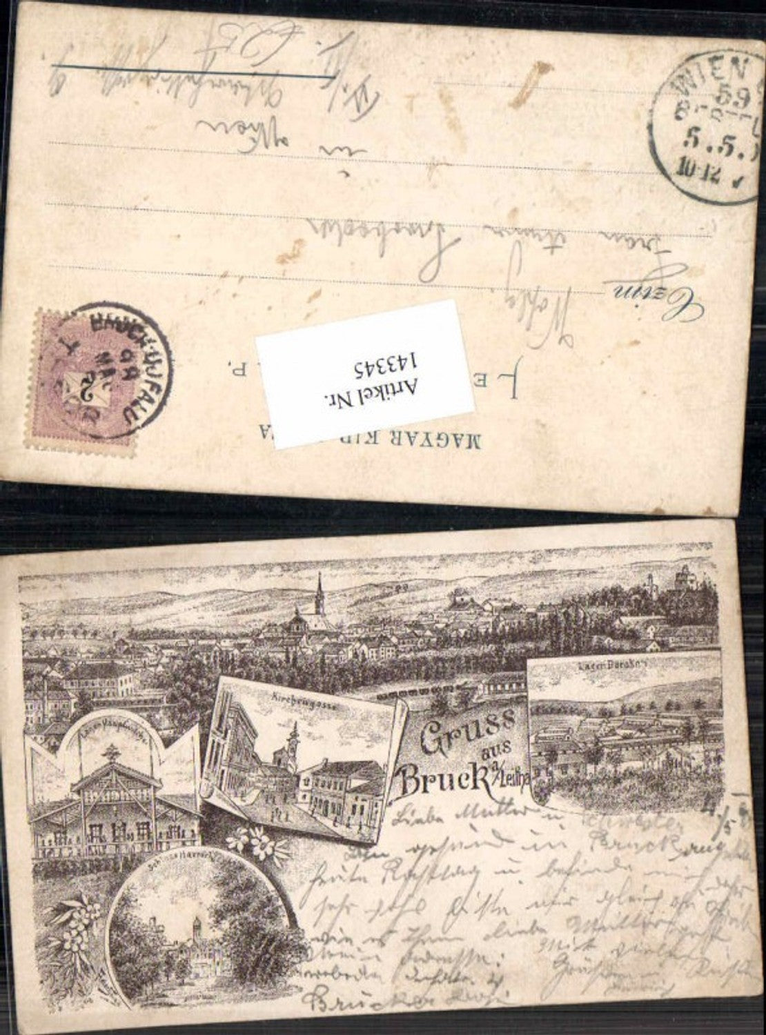 143345,Vorläufer Gruss aus Bruck a.d. Leitha Lager Hauptplatz 1895