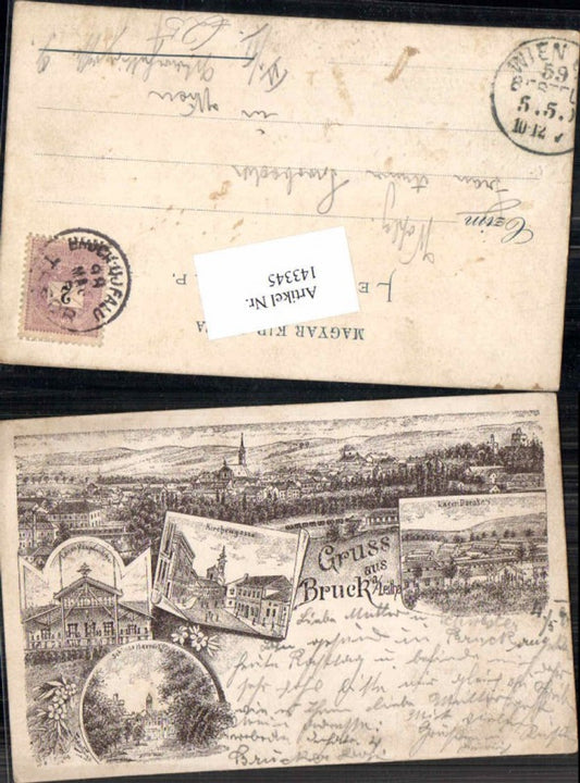 143345,Vorläufer Gruss aus Bruck a.d. Leitha Lager Hauptplatz 1895