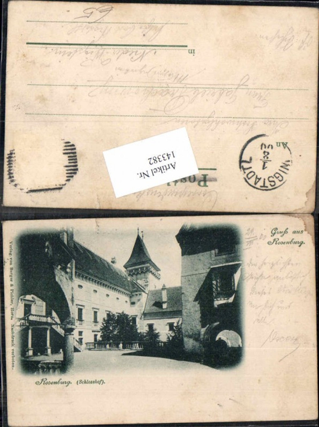 143382,Gruss aus Rosenburg Schlosshof 1898