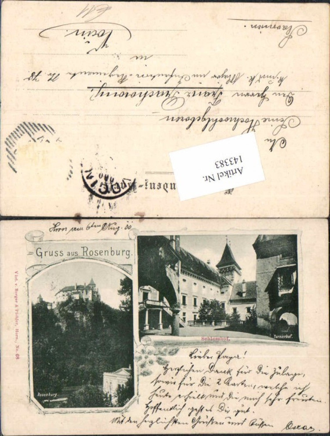143383,Gruss aus Rosenburg Tolle AK Schlosshof 1899