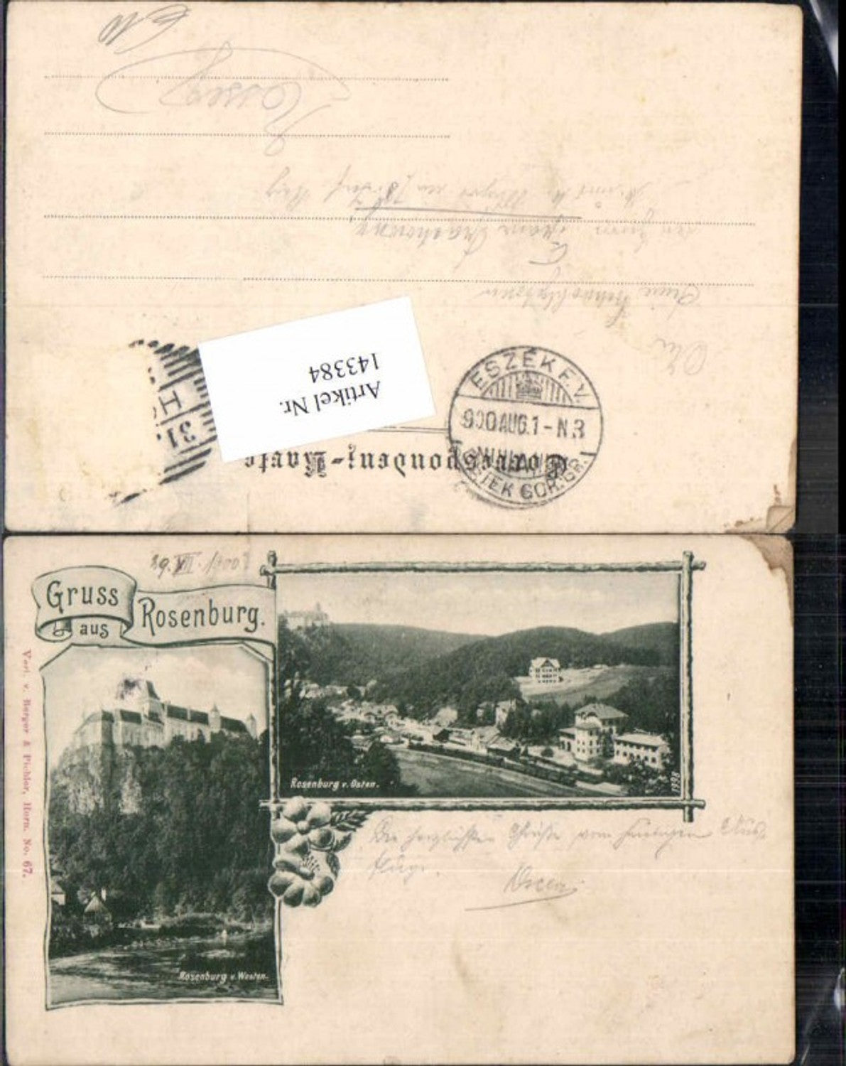 143384,Gruss aus Rosenburg von Westen 1899