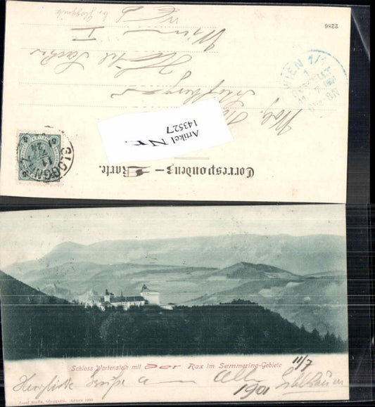 143527,Schloss Wartenstein m. Rax bei Gloggnitz Reichenau semmering 1900