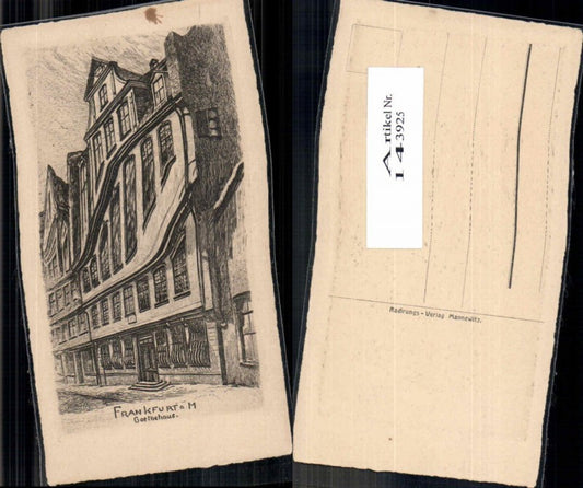 143925,Präge Radierung Frankfurt am Main Goethehaus