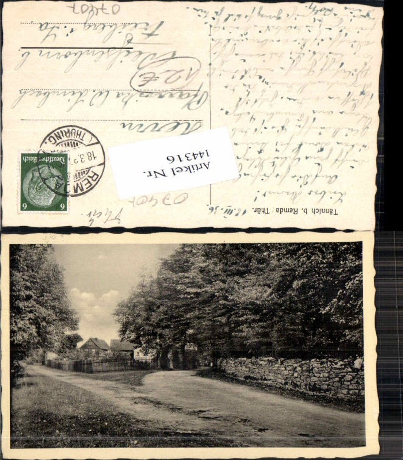 144316,Tännich bei Remda 1940 seltene Strassenansicht