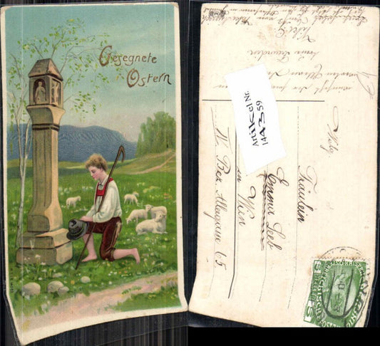 144359,Ostern M.S.i.B Schafe Hirte Wegkreuz