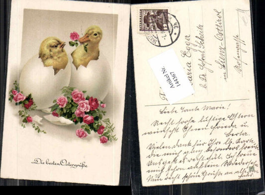 144367,Ostern Küken Entenküken Rosen Blumen osterei