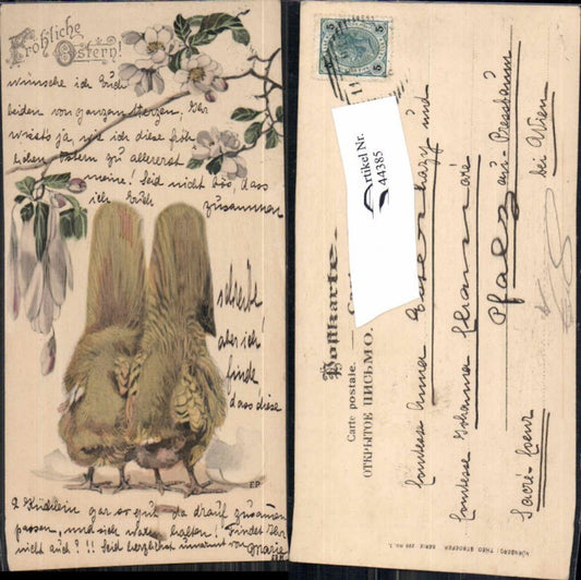 144385,Ostern Küken Blumen 1900 pub Theo Stroefer Serie 299-1
