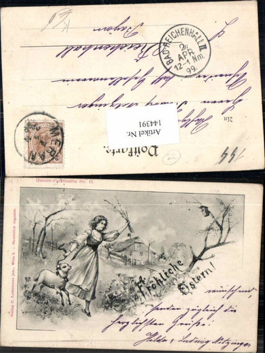144391,Ostern Genre Postkarte 12 A. Stephan Schaf