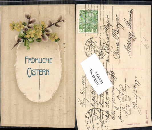 144397,Ostern Präge AK Palmkätzchen Blumen