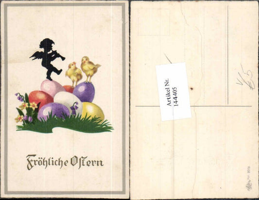 144405,Ostern Küken Engel spielt Trompete pub Erika 2078