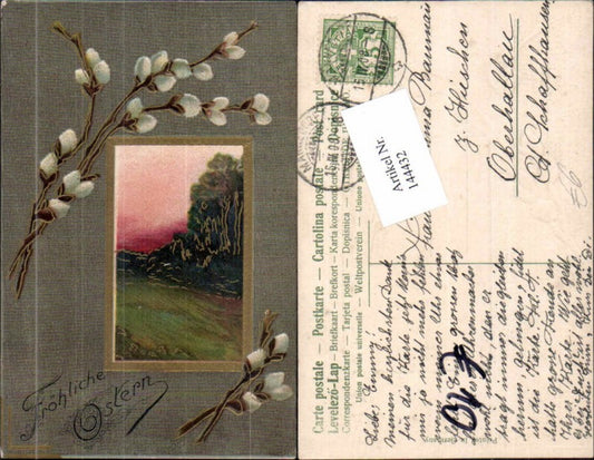 144432, Easter Great embossing postcard pussy willow 1908