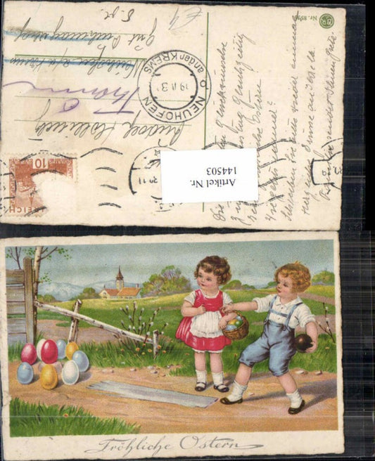 144503, Easter Children Easter Egg 1920 gel Neuhofen an der Krems