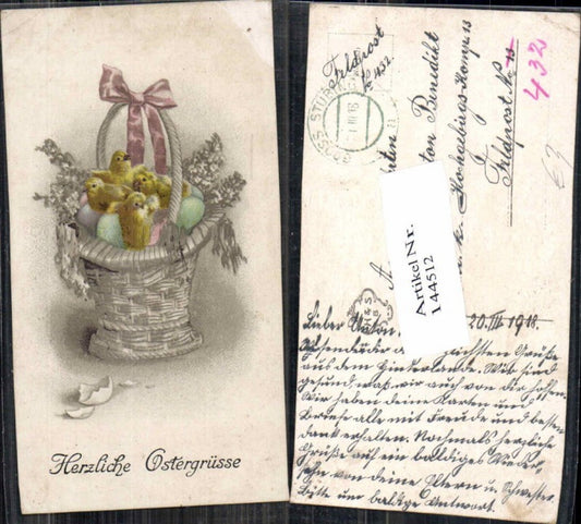 144512, Easter chicks in a basket, eggs