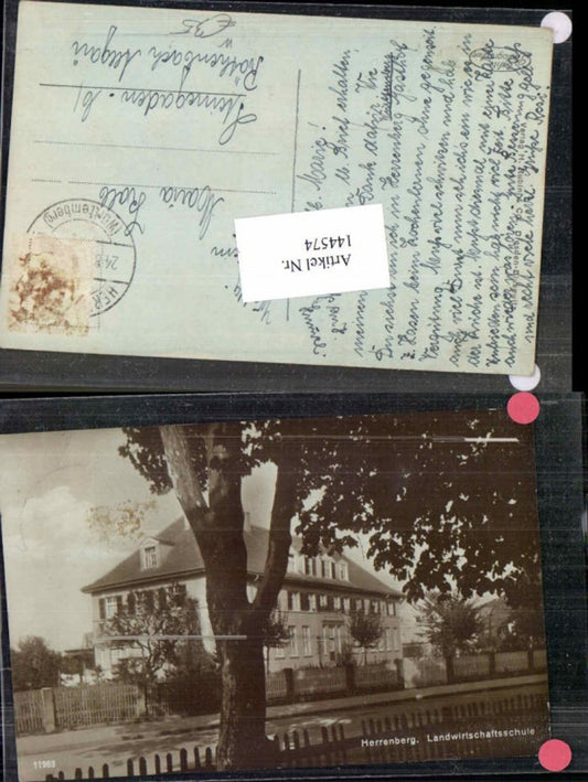 144574,Herrenberg Landwirtschaftsschule Detailansicht 1920