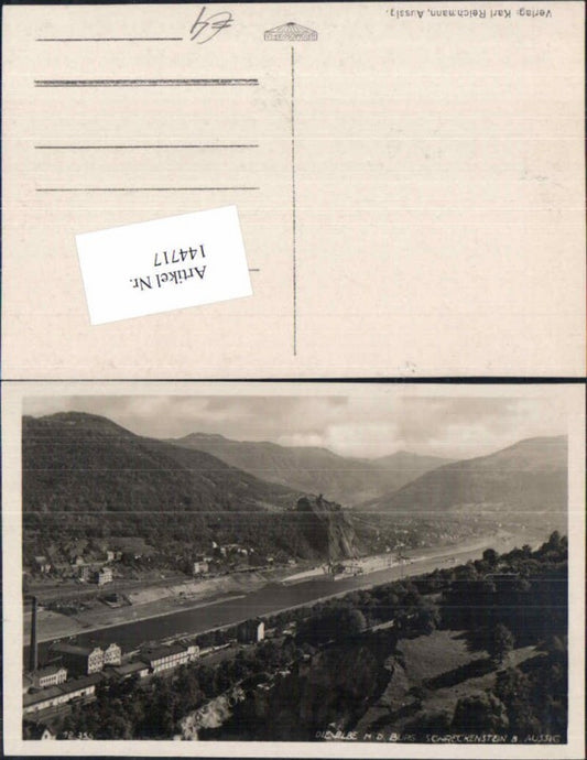 144717,Elbe bei Aussig von Burg Schreckenstein Strekov