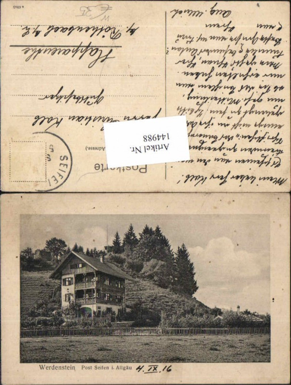 144988,Werdenstein bei Seifen im Allgäu 1915 Eckarts Immenstadt Allgäu