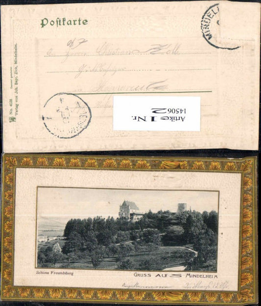 145062,Präge AK Gruss aus Mindelheim Schloss Freundsberg