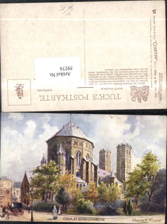 59274,Cöln Köln St Gereon-Kirche Strassenansicht pub R Tuck 656 OiletteCharles F Flower